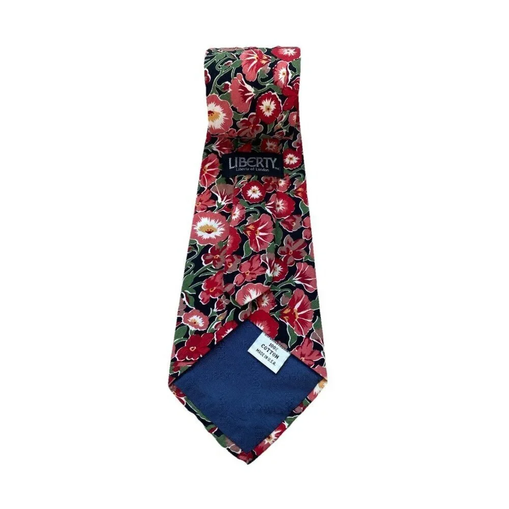 Liberty Of London Tie Mens OS Multicolor Floral Preppy Colorful Red Pink Cotton